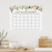 Konijn Baby Shower Raad de Bevallingsdatum Kalende Poster (Keuken)