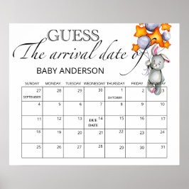 Konijn Baby Shower Raad Verwachte Datum Kalender P Poster