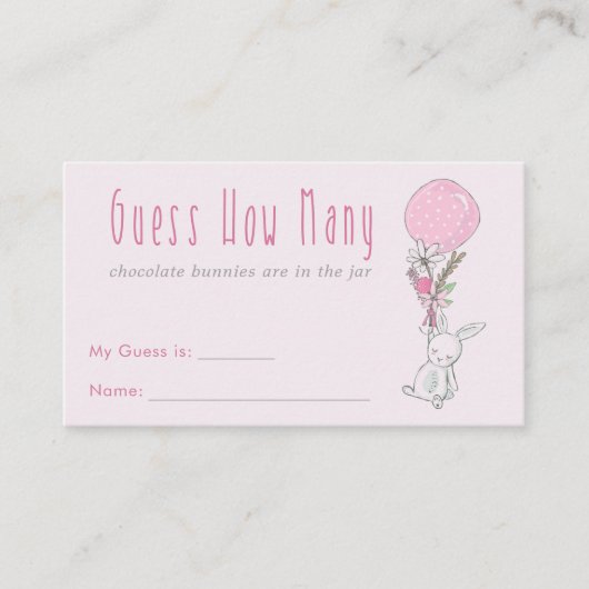 Konijn Baby Shower Raadspel Informatiekaartje (Voorkant)