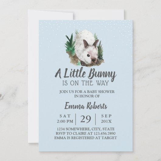 Konijn Baby shower Schattige Bunny Mint Blauw Kaart (Voorkant)