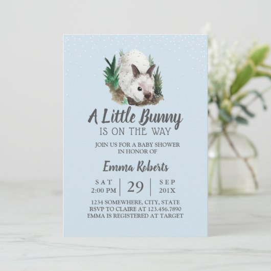 Konijn Baby shower Schattige Bunny Mint Blauw Kaart (Staand voorkant)