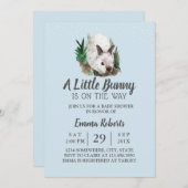 Konijn Baby shower Schattige Bunny Mint Blauw Kaart (Voorkant / Achterkant)