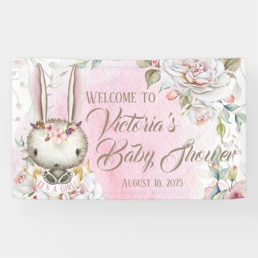 Konijn Baby Shower Spandoeken (Horizontaal)
