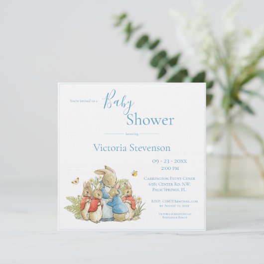 Konijn Baby Shower Uitnodiging (Staand voorkant)