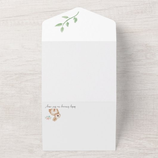 Konijn Baby Shower Uitnodiging en Luier Raffle (Buitenkant)