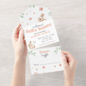 Konijn Baby Shower Uitnodiging en Luier Raffle (Afscheurbaar)