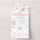 Konijn Baby Shower Uitnodiging en Luier Raffle (Binnen)