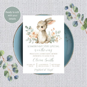 Konijn Baby Shower Uitnodiging Vintage Konijn