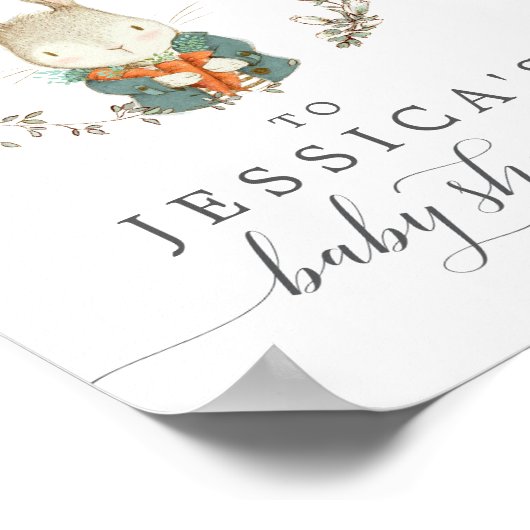  konijn Baby shower Welkomstteken Poster (Hoek)