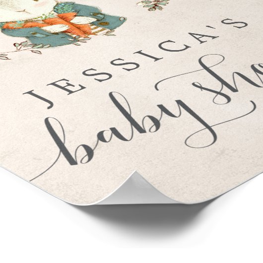  konijn Baby shower Welkomstteken Poster (Hoek)