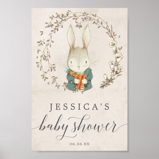  konijn Baby shower Welkomstteken Poster (Voorkant)