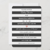 Konijn Baby Shower Zwart Wit Streep Bloemenkrans Kaart (Achterkant)