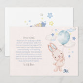 Konijn Babyfeest Jongen Bedankkaart (Voorkant / Achterkant)