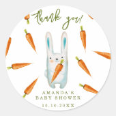 Konijn babyshower - dank je ronde sticker (Voorkant)
