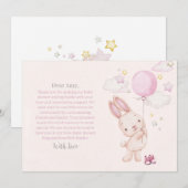 Konijn Babyshower Meisje Bedankkaart (Voorkant / Achterkant)