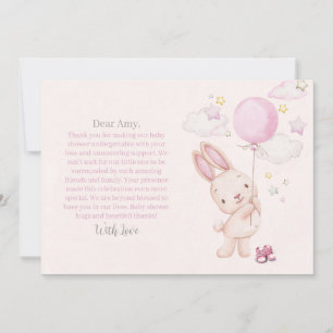 Konijn Babyshower Meisje Bedankkaart