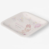 Konijn Babyshower Meisje Papieren Bordje (Gebogen)
