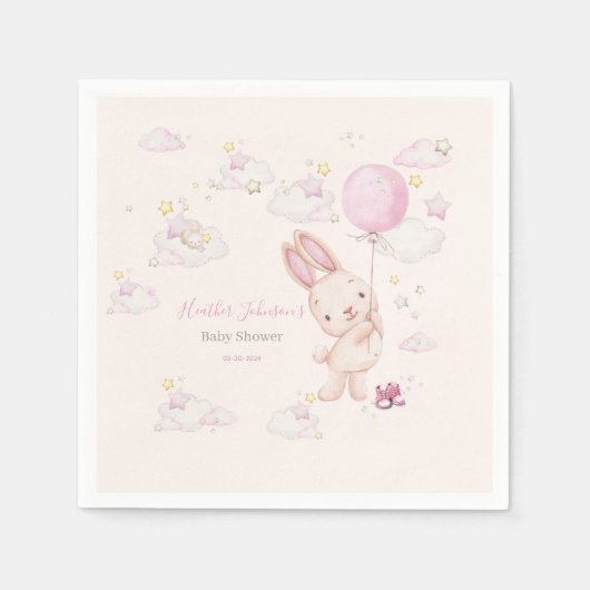 Konijn Babyshower Meisje Servet (Voorkant)