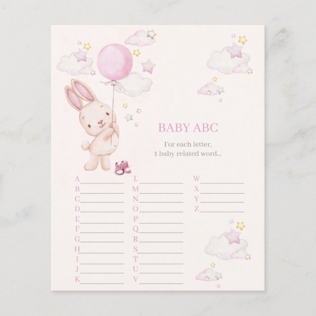 Konijn Babyshower Meisje Spel (Voorkant)