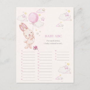 Konijn Babyshower Meisje Spel Briefkaart