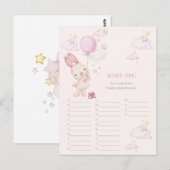 Konijn Babyshower Meisje Spel Briefkaart (Voorkant / Achterkant)