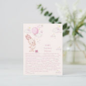 Konijn Babyshower Meisje Spel Briefkaart (Staand voorkant)
