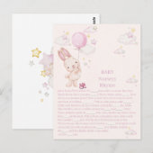Konijn Babyshower Meisje Spel Briefkaart (Voorkant / Achterkant)