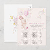 Konijn Babyshower Meisje Spel Briefkaart (Voorkant / Achterkant)