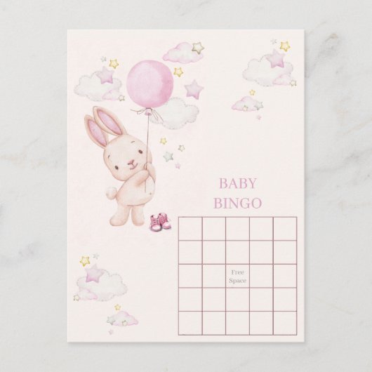 Konijn Babyshower Meisje Spel Briefkaart (Voorkant)