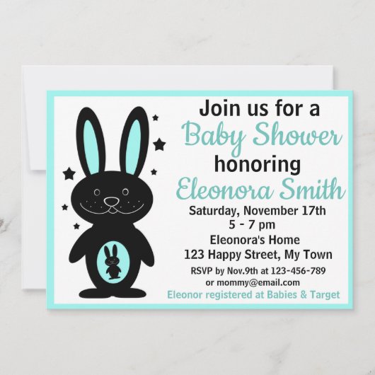 Konijn babyshower uitnodigingen (Voorkant)