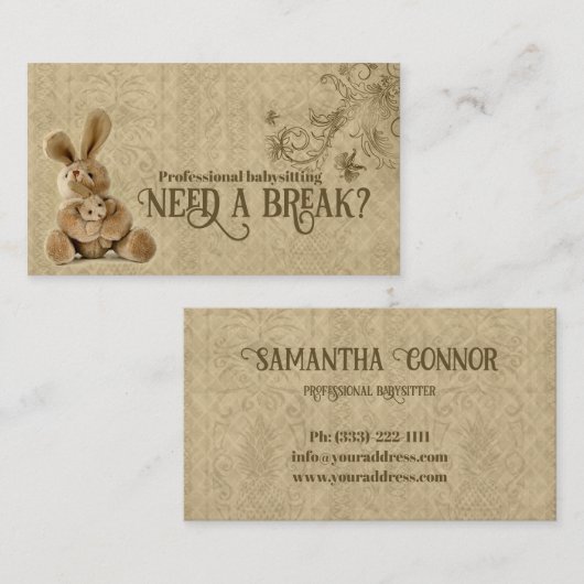  Konijn Babysitten & Kinderopvang Kaart Visitekaartje (Voorkant / Achterkant)