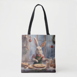 Konijn bakt kerstkoekjes kerstcadeautas tote bag