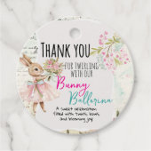 Konijn Ballerina Verjaardag Tags Bedankjes Labels (Voorkant)
