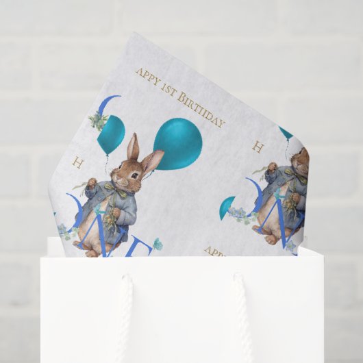 Konijn ballonnen eerste verjaardag tissuepapier (Cadeauzakje)