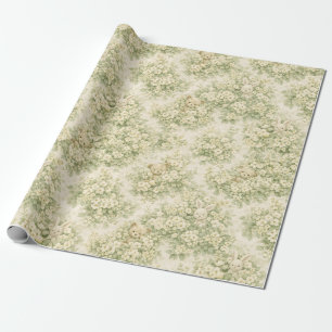 Konijn Beer Bloem Tuin Neutraal Groen Patroon Cadeaupapier