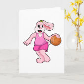 Konijn bij basketbalsport kaart (Gele Bloem)