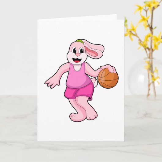Konijn bij basketbalsporten kaart (Gele Bloem)
