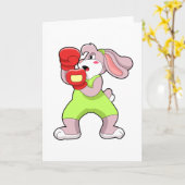 Konijn bij boksen met boks handschoenen kaart (Gele Bloem)