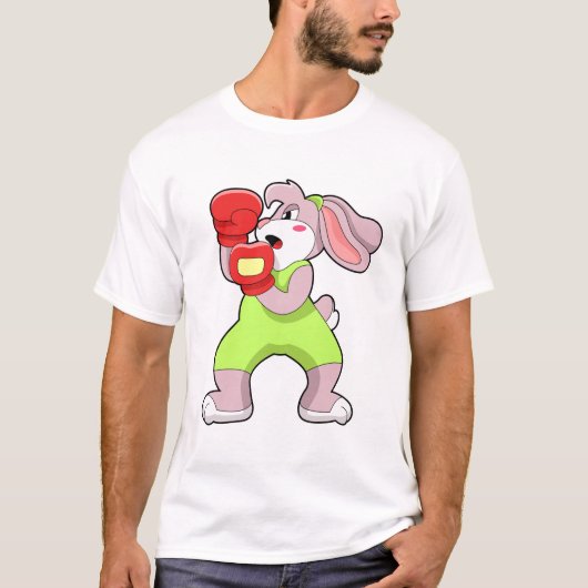 Konijn bij boksen met boks handschoenen t-shirt (Voorkant)