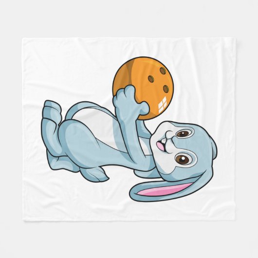 Konijn bij Bowling met Bowling ball Fleece Deken (Voorkant (Horizontaal))