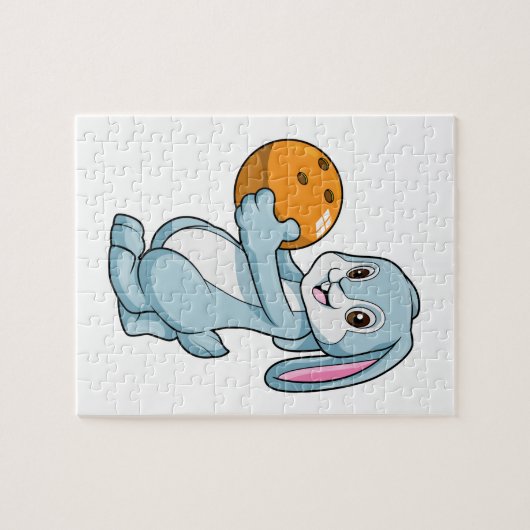 Konijn bij Bowling met Bowling ball Legpuzzel (Horizontaal)