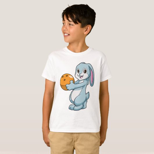 Konijn bij Bowling met Bowling ball T-shirt (Voorkant volledig)