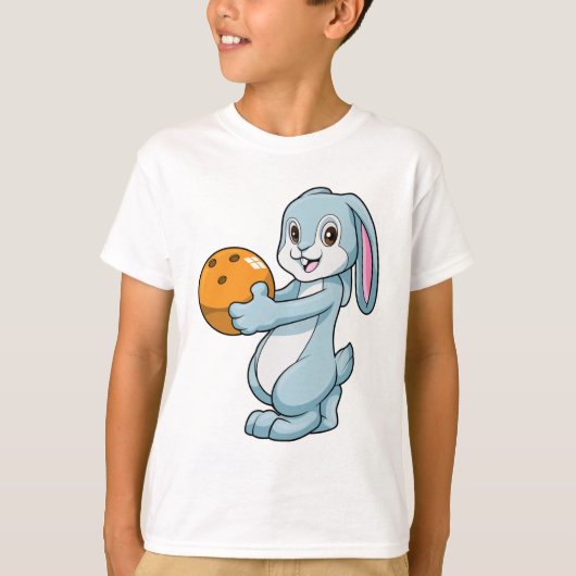 Konijn bij Bowling met Bowling ball T-shirt (Voorkant)