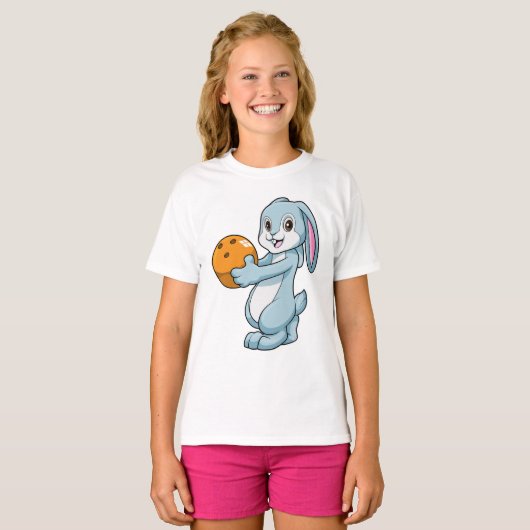 Konijn bij Bowling met Bowling ball T-shirt (Voorkant volledig)
