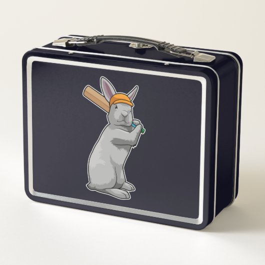 Konijn bij Cricket met cricket bat (Achterkant)