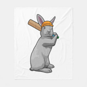 Konijn bij Cricket met cricket bat Fleece Deken
