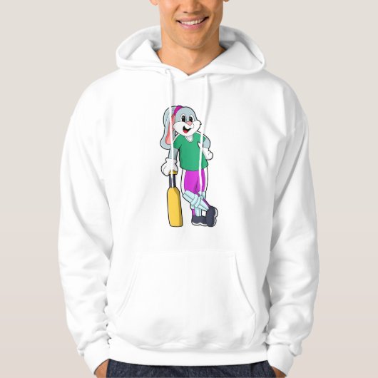 Konijn bij Cricket met cricket bat Hoodie (Voorkant)
