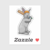 Konijn bij Cricket met cricket bat Sticker (Vel)
