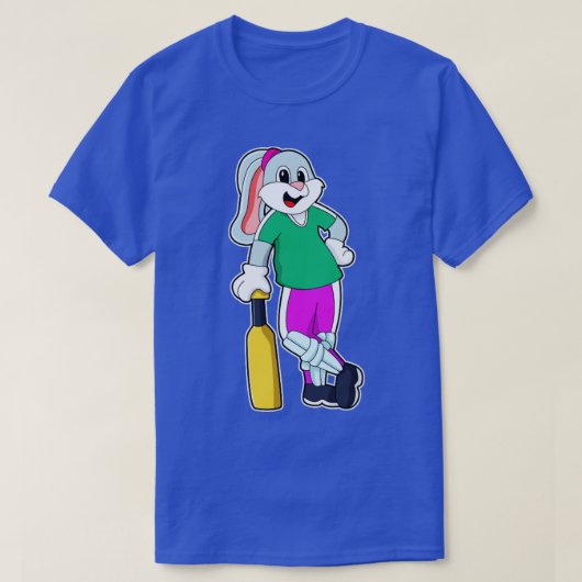 Konijn bij Cricket met cricket bat T-shirt (Design voorkant)