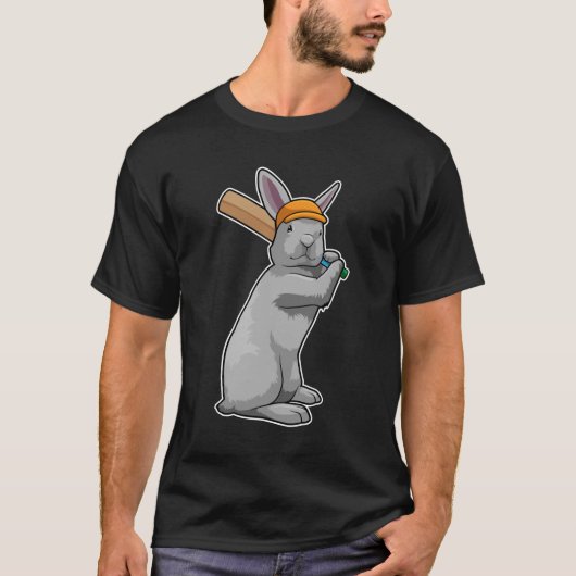 Konijn bij Cricket met cricket bat T-shirt (Voorkant)